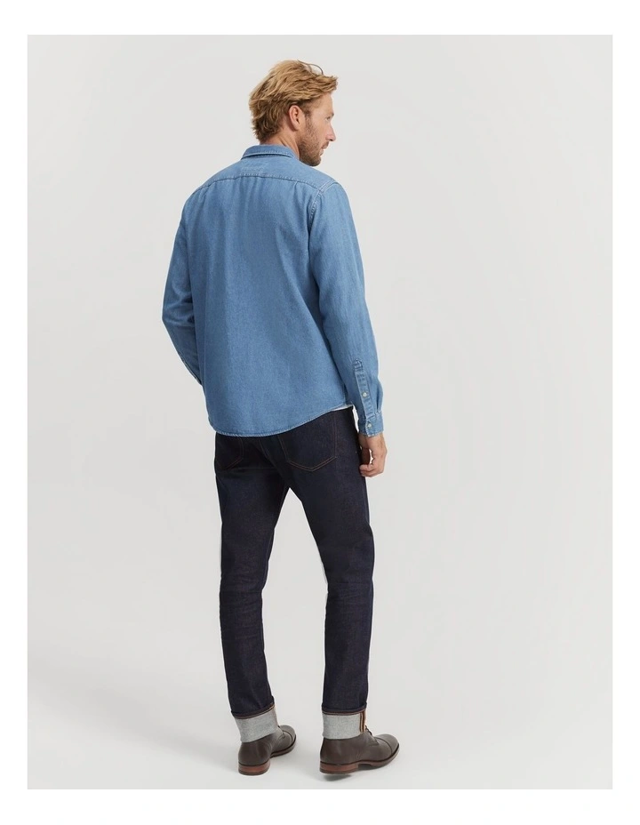 Regular Fit Denim Shirt in Light Wash image 4