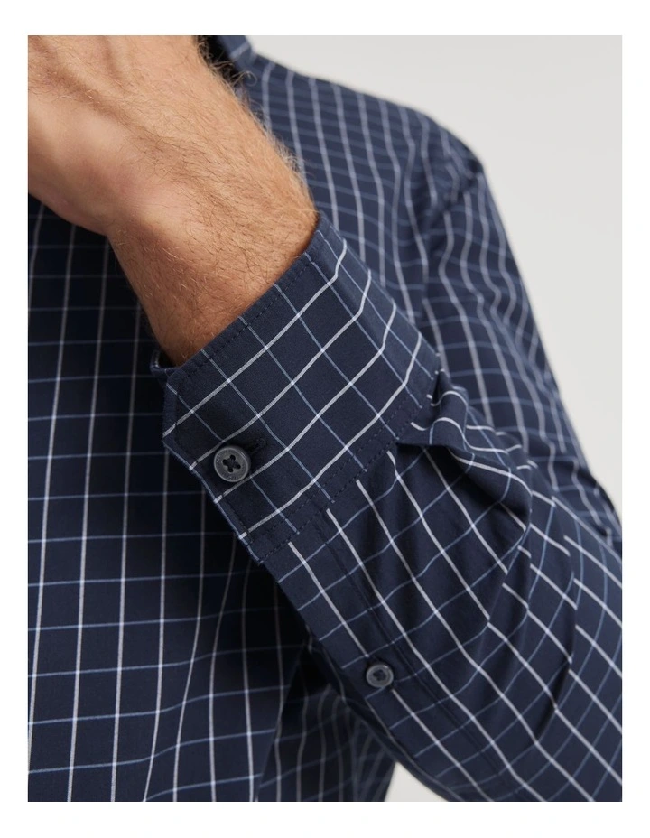 Tailored Fit Contrast Check Shirt in Ink image 2