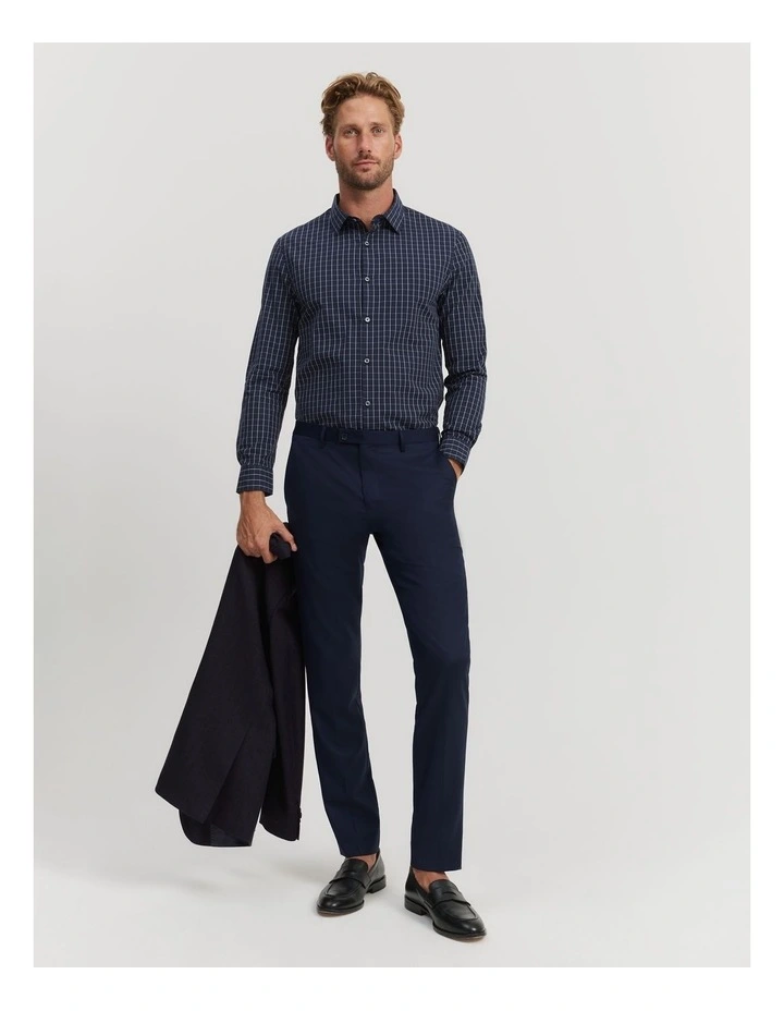 Tailored Fit Contrast Check Shirt in Ink image 3