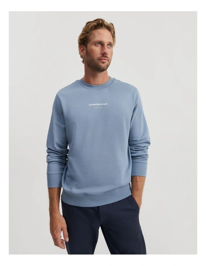 Country Road Australian Cotton Modern Logo Sweat in Mist Blue MYER