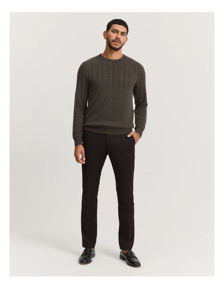 Gcs-certified Cashmere Cable Crew Knit in Dark Green Melange image 1
