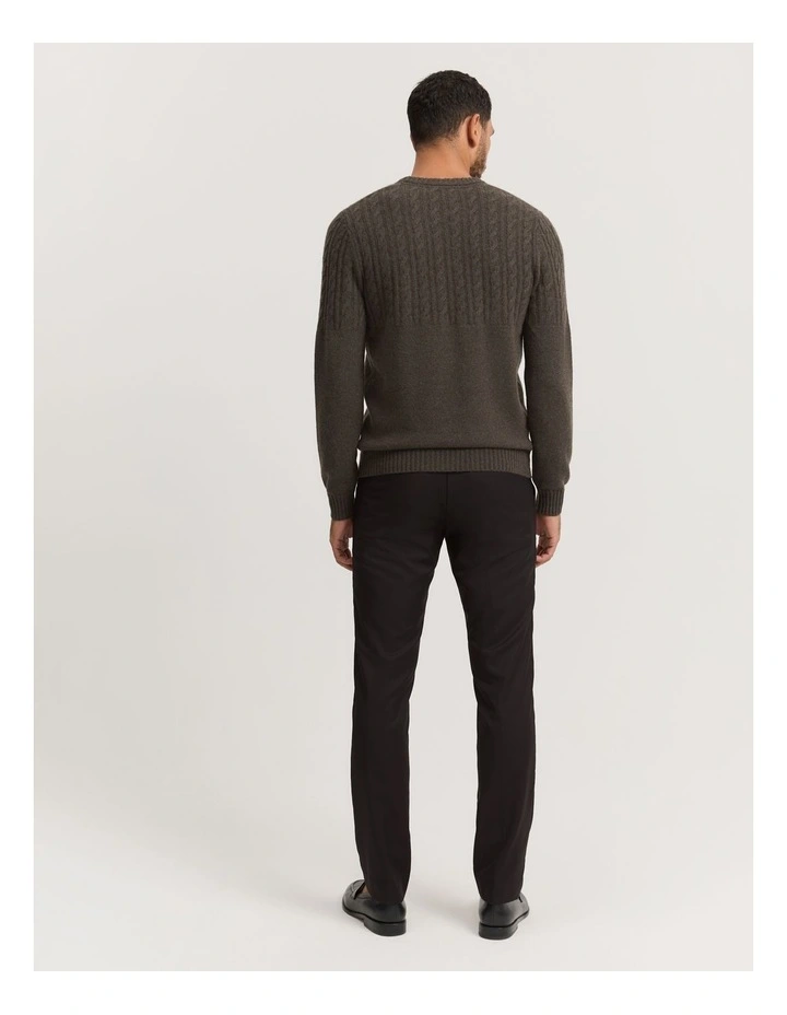 Gcs-certified Cashmere Cable Crew Knit in Dark Green Melange image 4