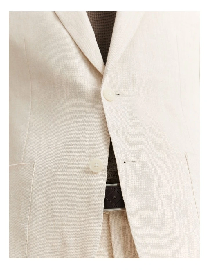 Regular Fit Linen Jacket in Stone image 3