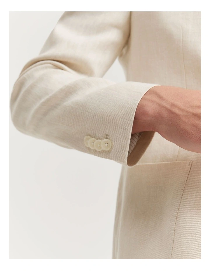 Regular Fit Linen Jacket in Stone image 4