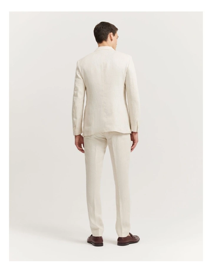Regular Fit Linen Jacket in Stone image 5