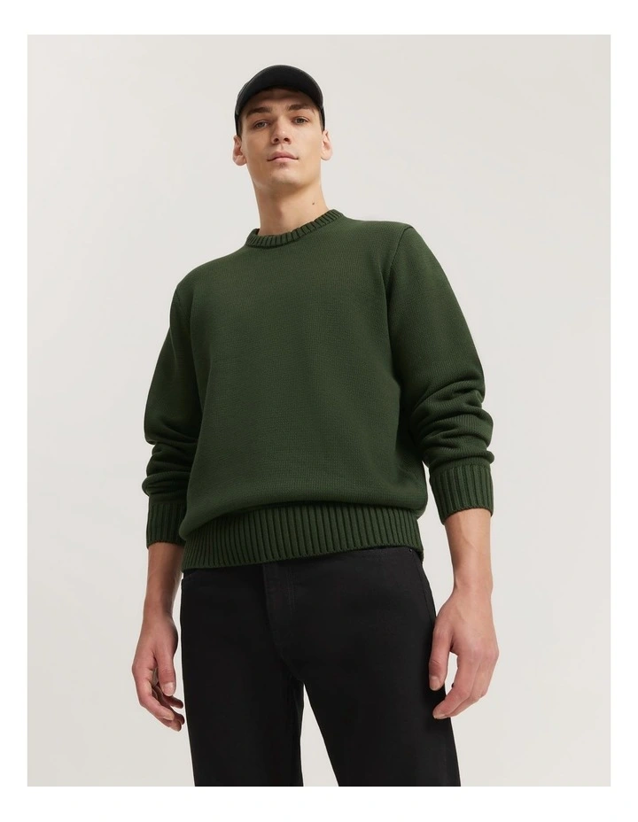 Country Road Australian Cotton Crew Knit in Eden Green MYER