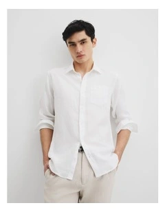 Regular Fit Organically Grown Linen Shirt in White
