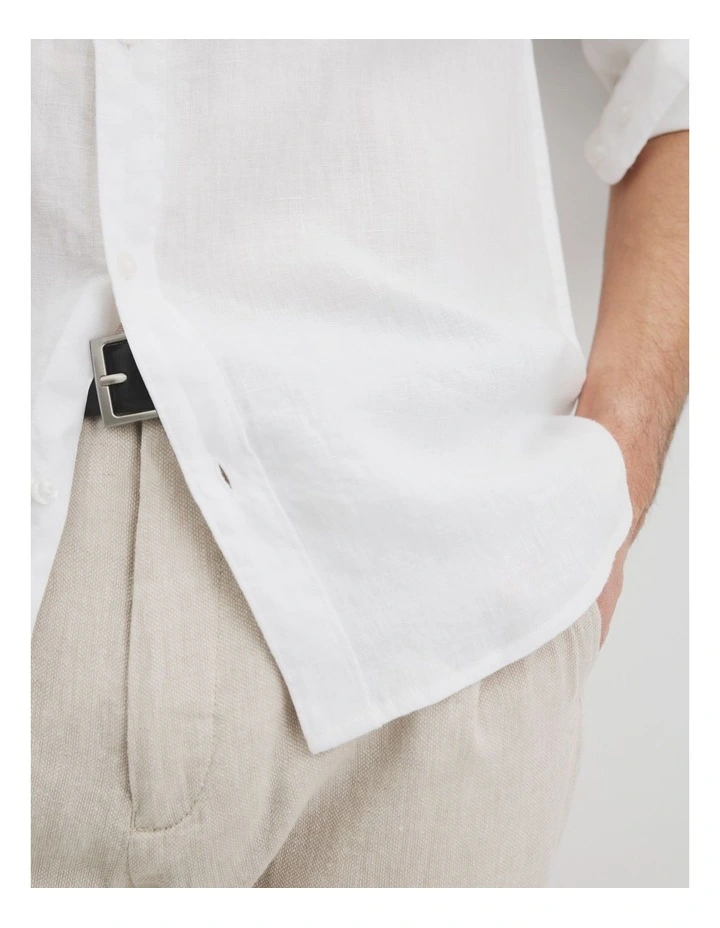 Regular Fit Organically Grown Linen Shirt in White image 2