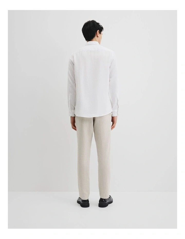Regular Fit Organically Grown Linen Shirt in White image 4