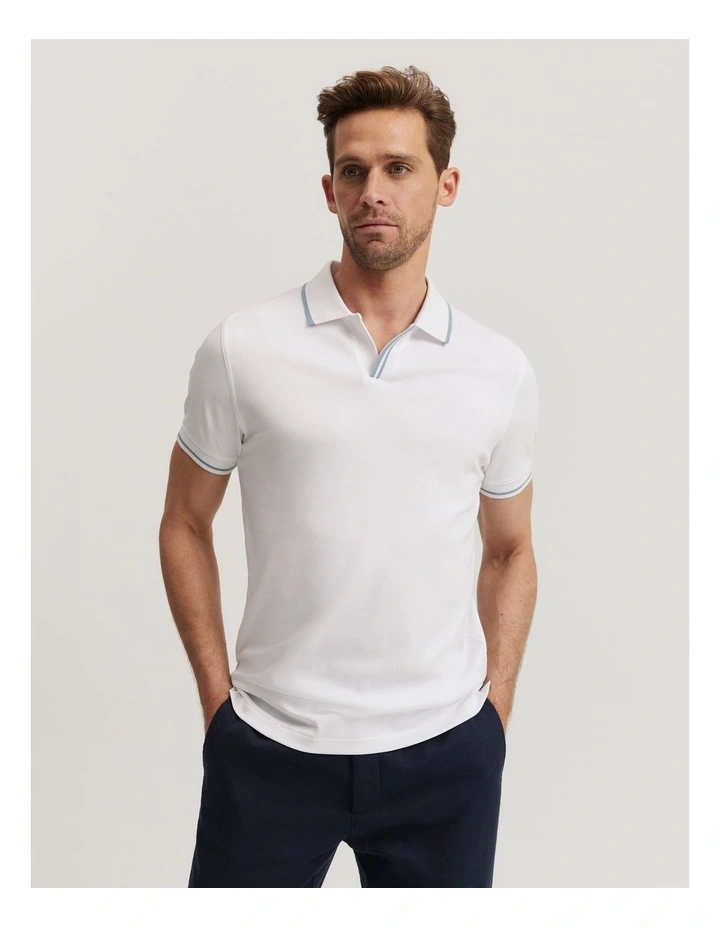 Slim Fit Interlock Trophy Polo in White image 1