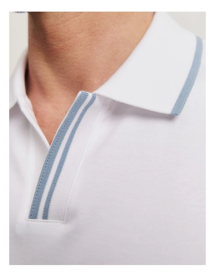 Slim Fit Interlock Trophy Polo in White image 2