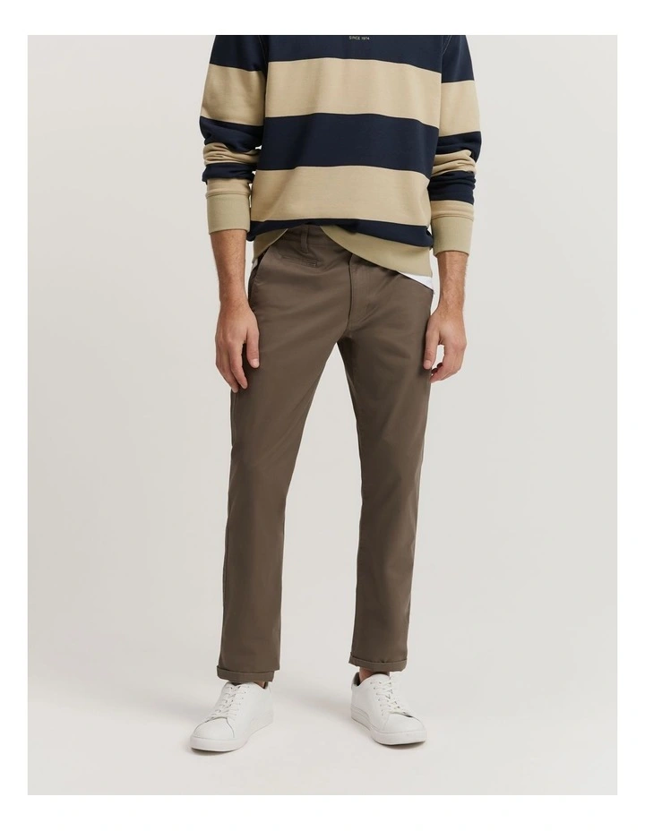 Australian Cotton Standard Fit Stretch Chino in Cappuccino image 1