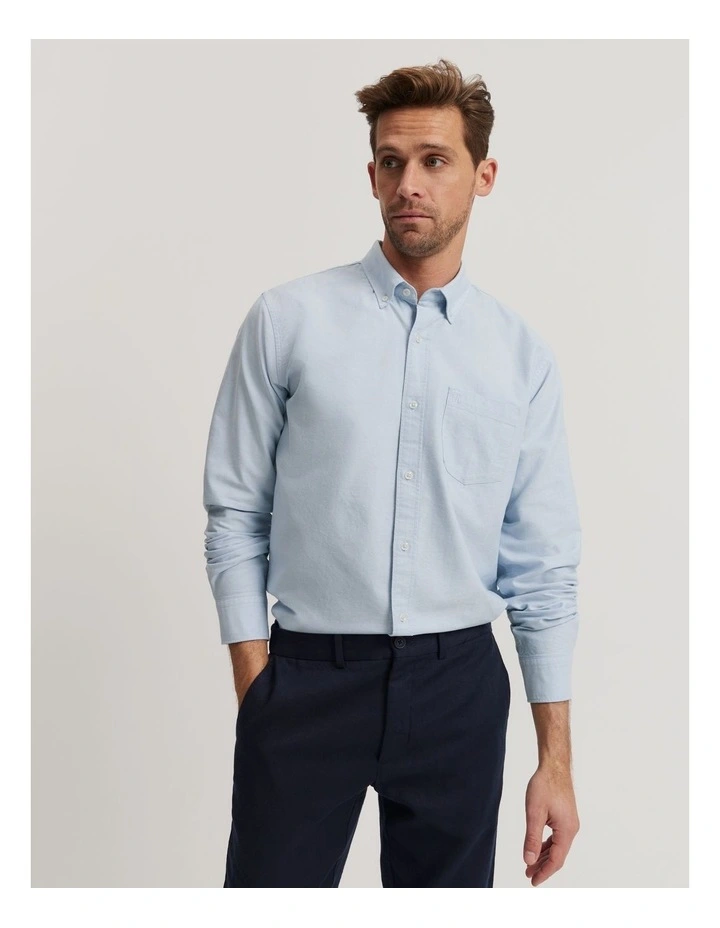 Regular Fit Cotton Oxford Shirt in Pale Blue image 1