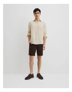 Regular Fit Organically Grown Linen Shirt in Almond