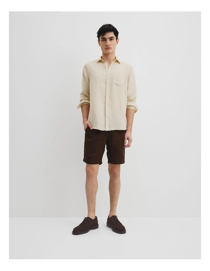 Regular Fit Organically Grown Linen Shirt in Almond image 1