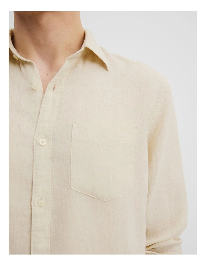 Regular Fit Organically Grown Linen Shirt in Almond image 3