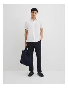 Regular Fit Organically Grown Linen Short Sleeve Shirt in White