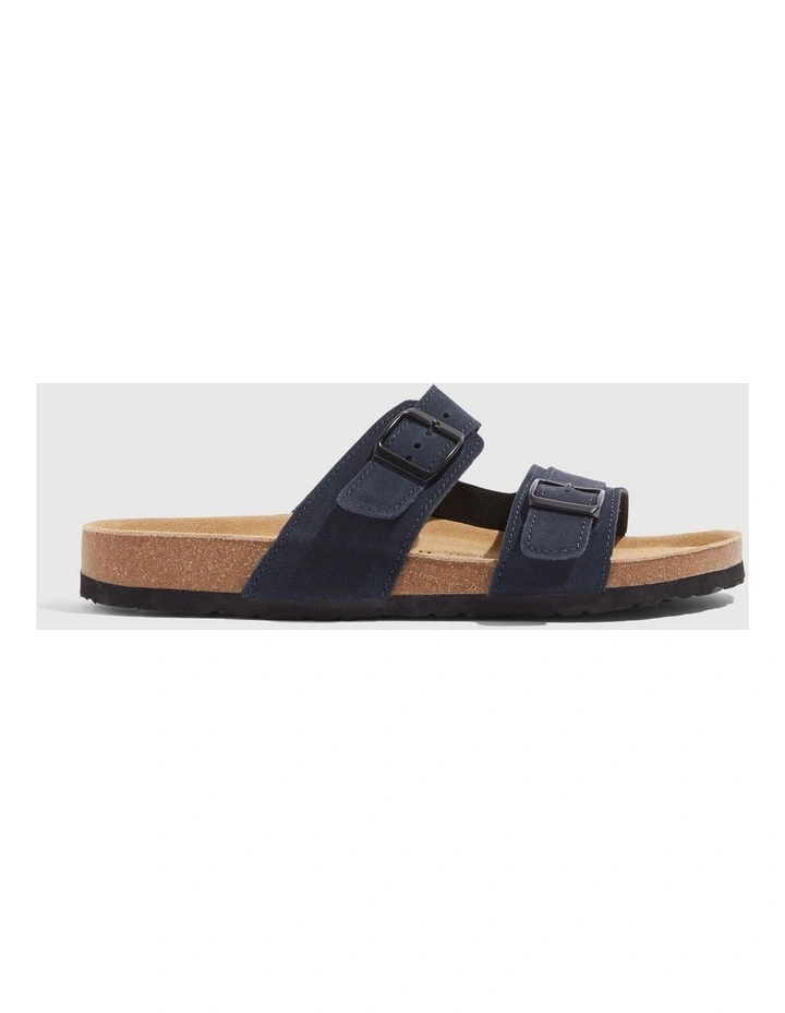 Australian Made Suede Cork Slide in Navy image 1
