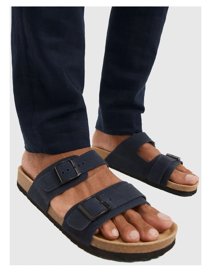 Australian Made Suede Cork Slide in Navy image 2