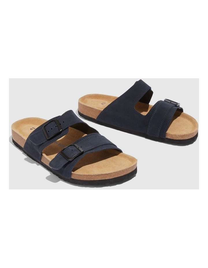 Australian Made Suede Cork Slide in Navy image 3