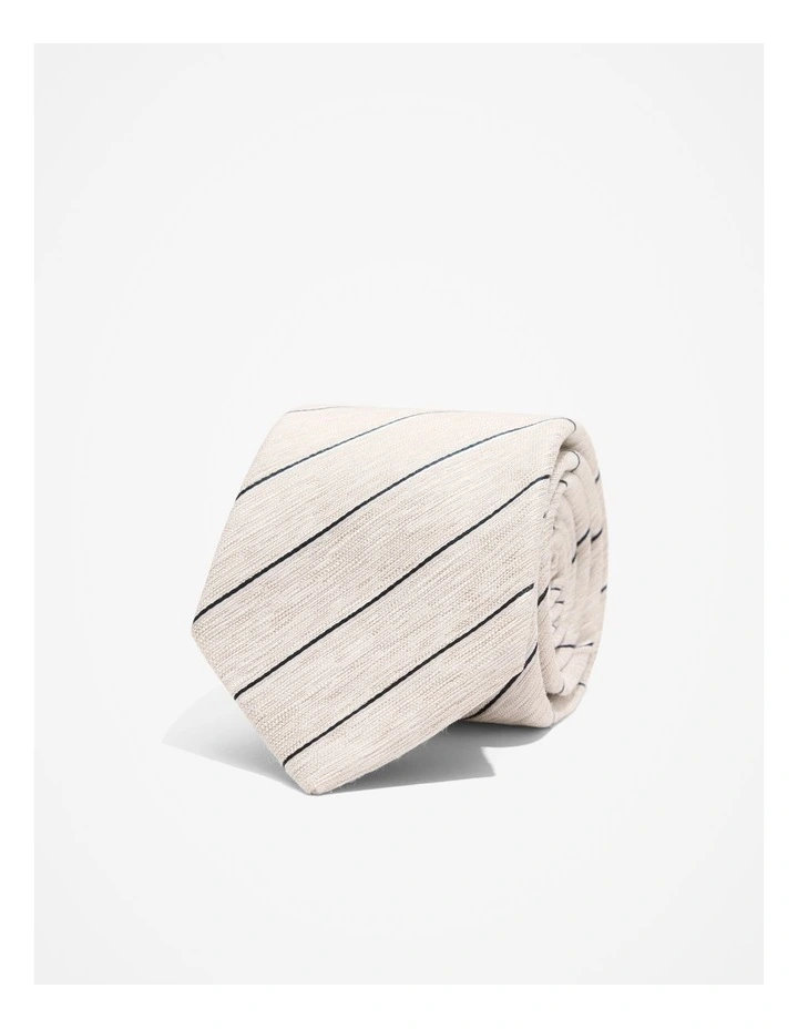 Stripe Silk Tie in Stone image 1