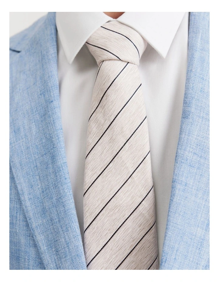 Stripe Silk Tie in Stone image 2
