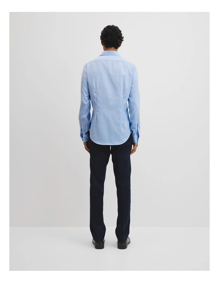 Slim Fit Gingham Travel Shirt in Pale Blue image 4