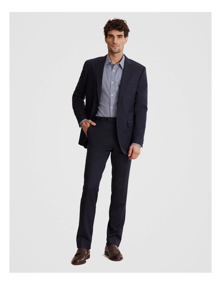 Slim Fit Gingham Travel Shirt in Navy image 3