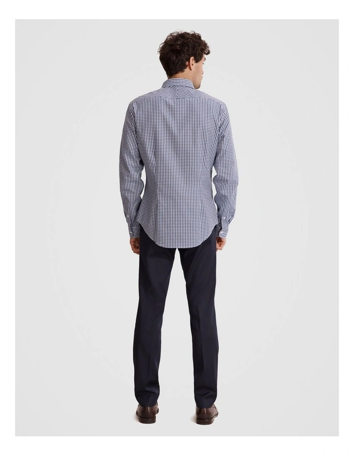 Slim Fit Gingham Travel Shirt in Navy image 4