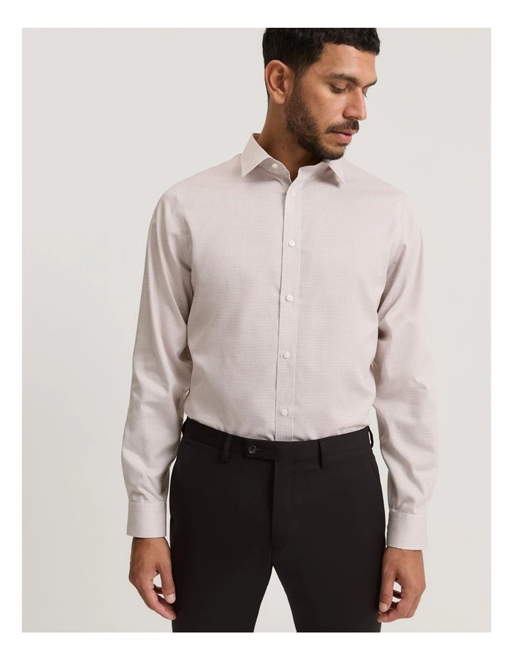 Regular Fit Mini Grid Travel Shirt in Nutmeg image 1