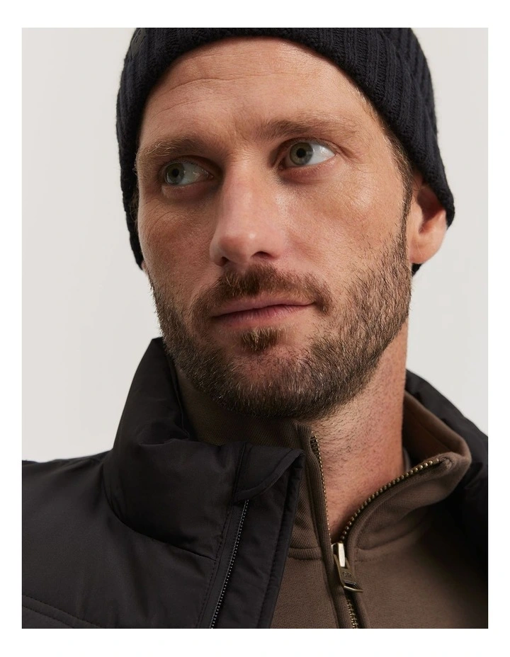 Cotton Blend Rib Beanie in Black image 2