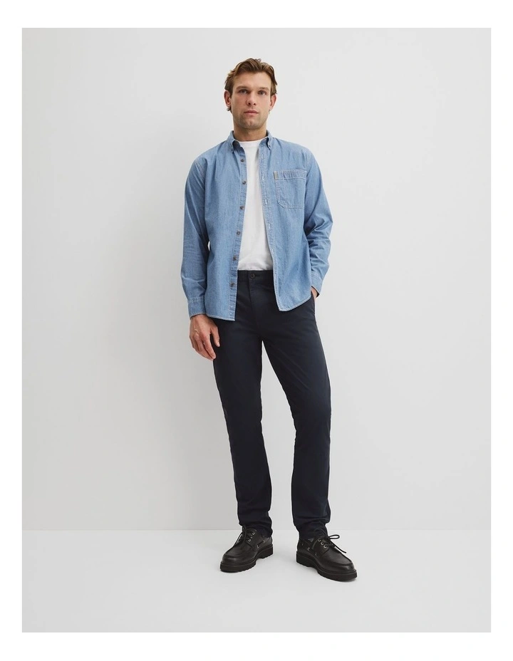 Australian Cotton Slim Fit Stretch Chino in Navy image 1