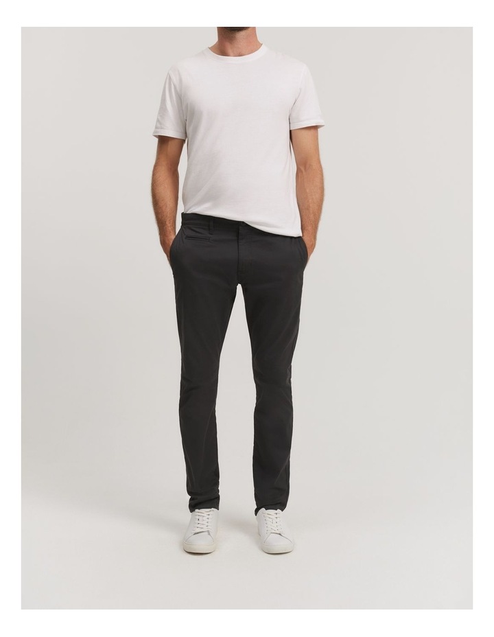 Australian Cotton Slim Fit Stretch Chino in Washed Black