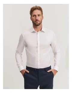 Slim Fit Textured Travel Shirt in White