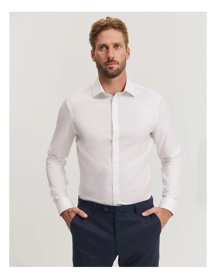 Slim Fit Textured Travel Shirt in White image 1