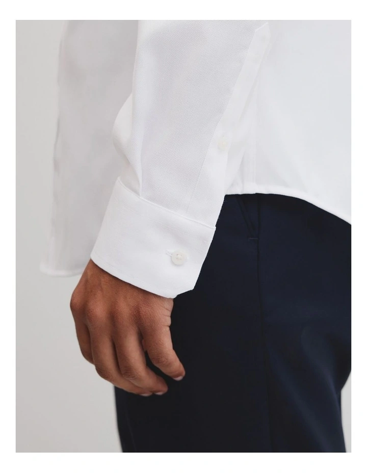 Slim Fit Textured Travel Shirt in White image 3