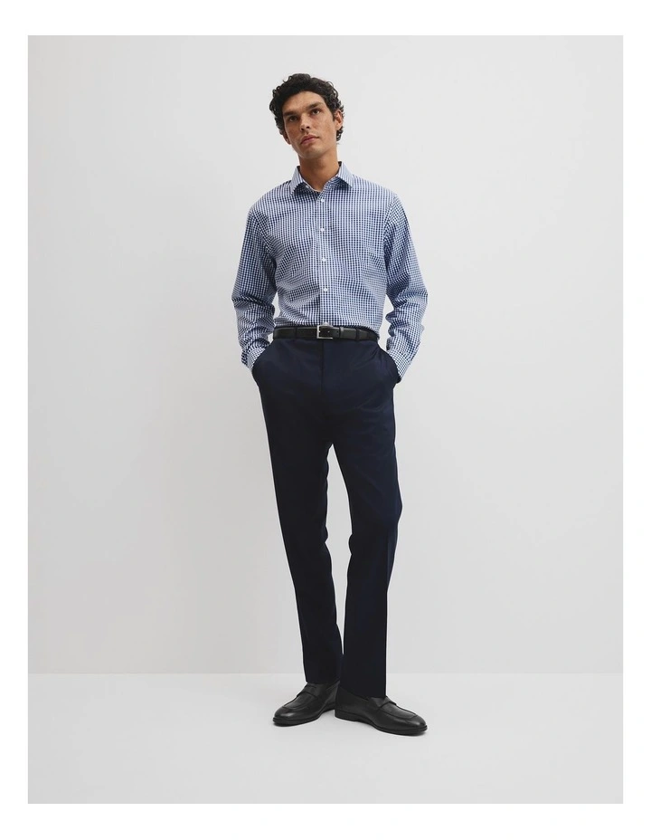 Regular Fit Gingham Travel Shirt in Navy image 2