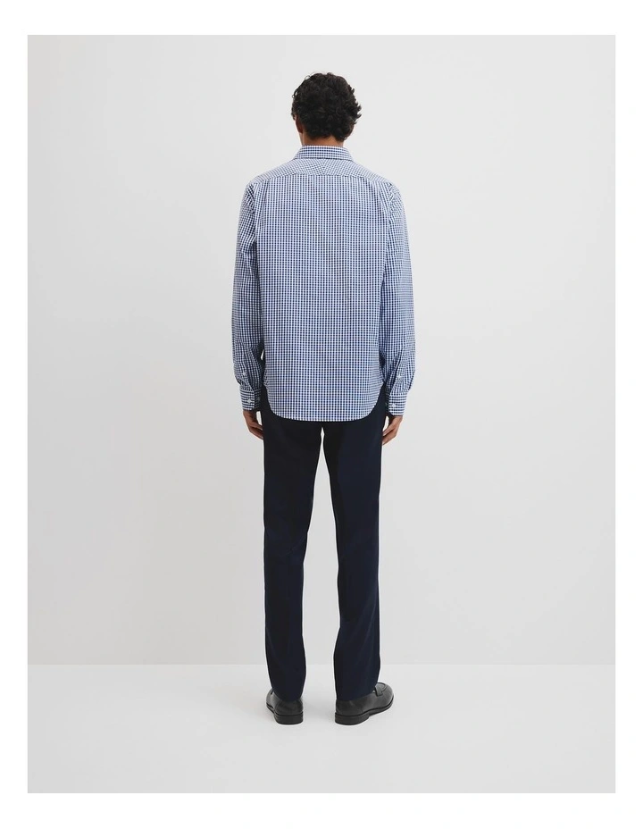 Regular Fit Gingham Travel Shirt in Navy image 4