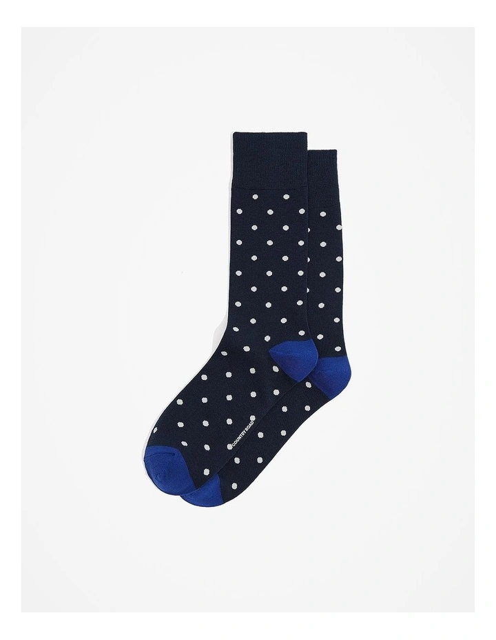 Cotton Blend Spotted Sock in Navy image 2