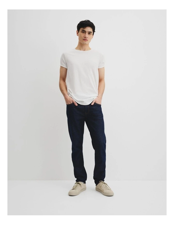 Australian Cotton Longline Garment Dyed T-shirt in White image 2