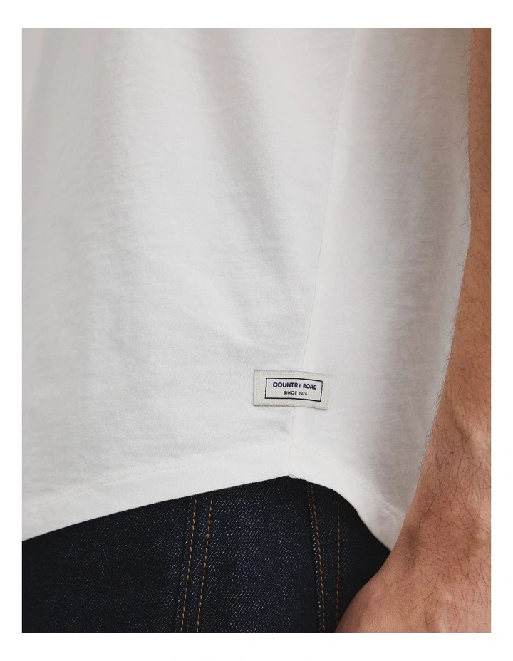 Australian Cotton Longline Garment Dyed T-shirt in White image 3