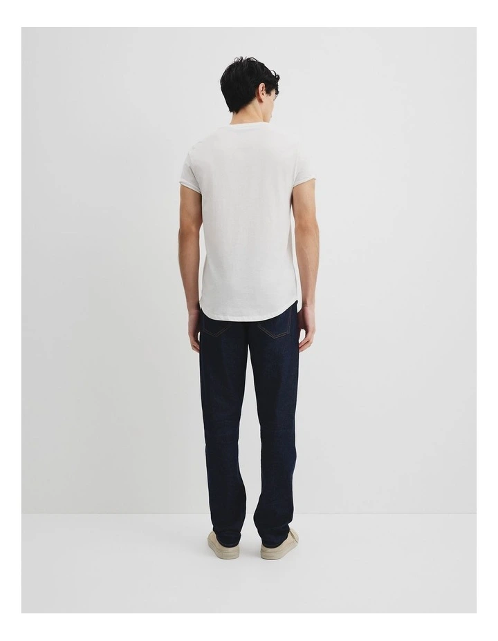 Australian Cotton Longline Garment Dyed T-shirt in White image 4