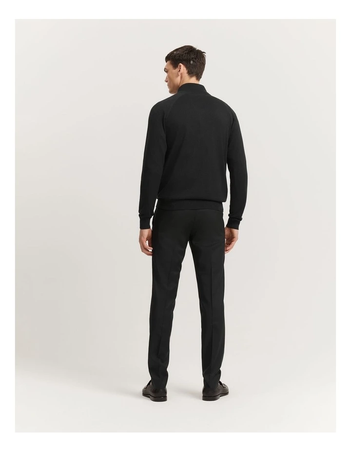 Long Sleeve Silk Cashmere Zip-through Knit in Black image 4