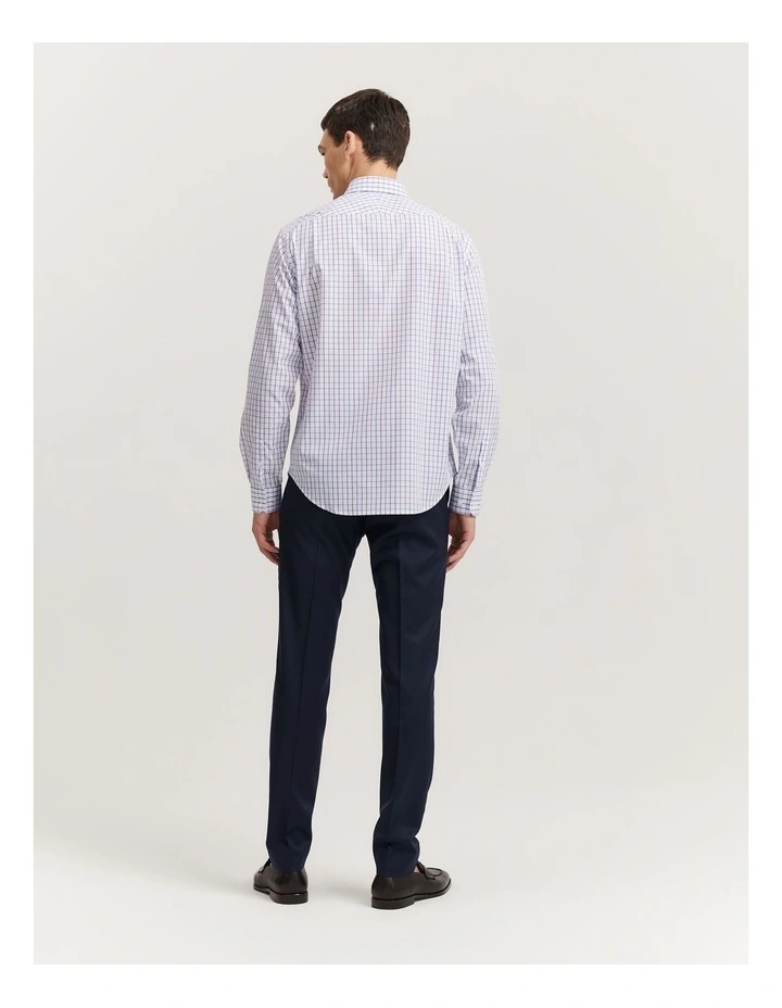 Regular Fit Broad Check Travel Shirt in Grape image 4