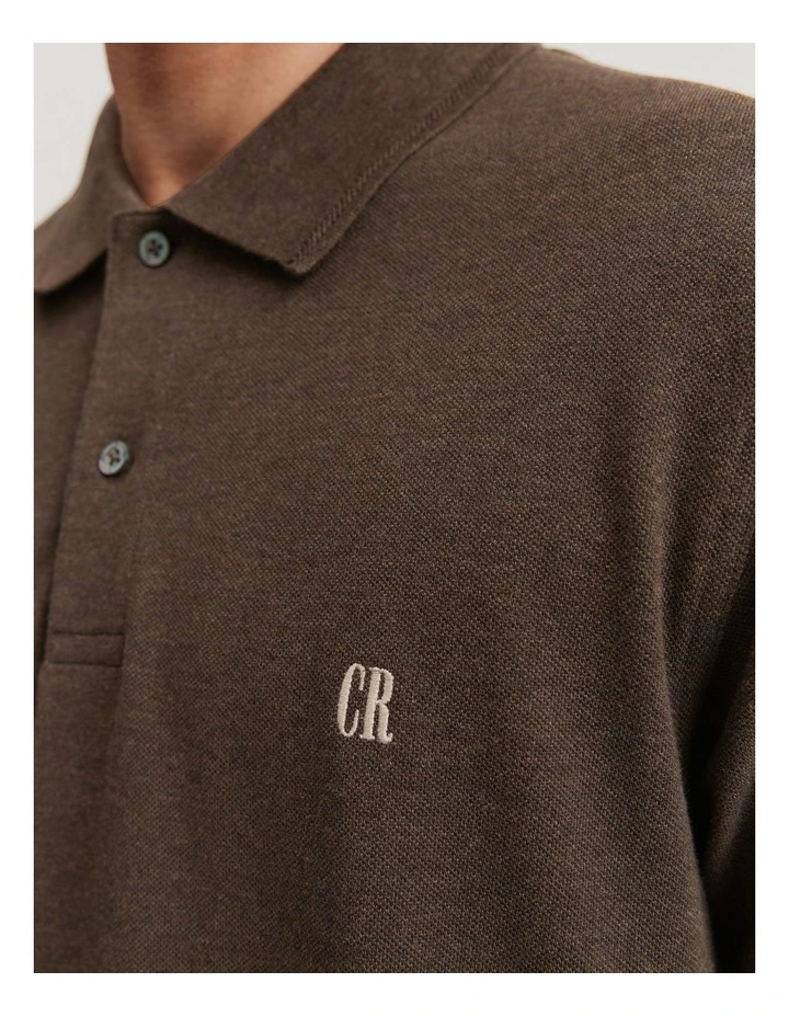 Verified Australian Cotton Pique Polo in Cappuccino Marle image 2