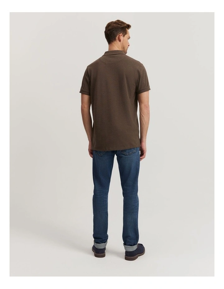 Verified Australian Cotton Pique Polo in Cappuccino Marle image 4