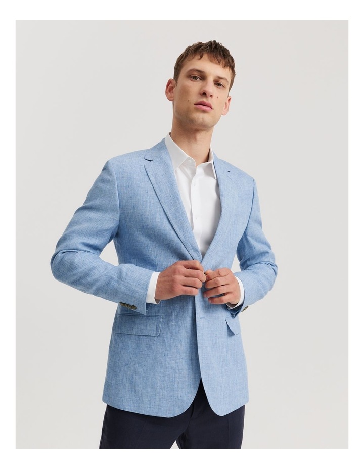 Regular Fit Chambray Linen Blazer in Chambray Blue image 1