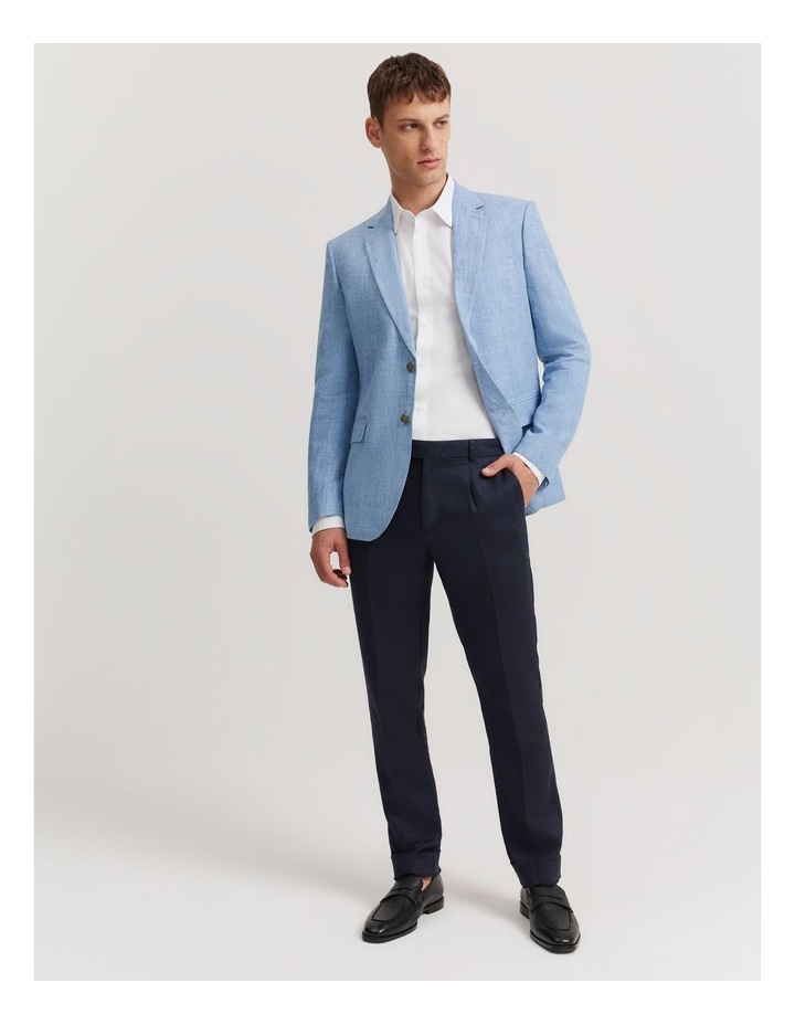 Regular Fit Chambray Linen Blazer in Chambray Blue image 3