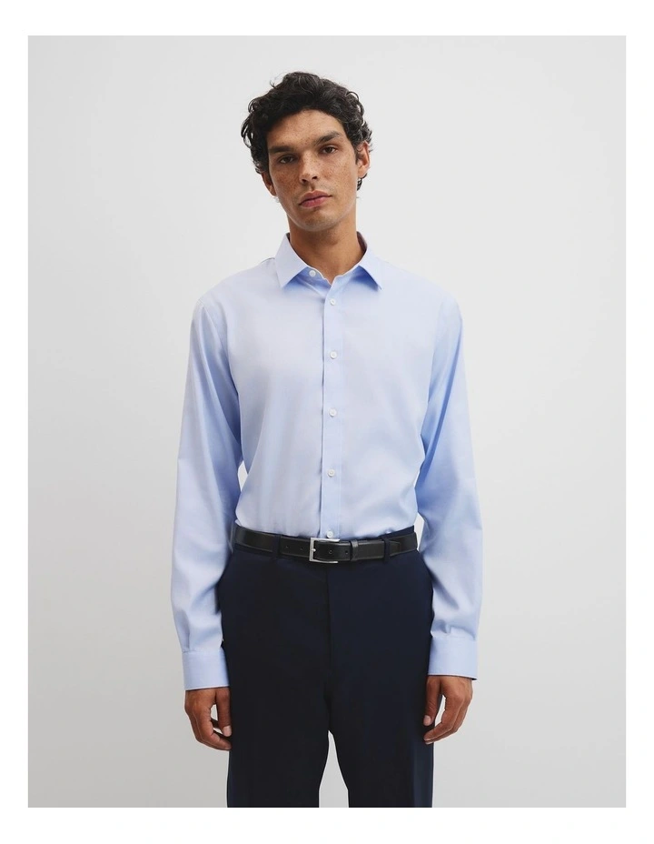 Regular Fit Textured Travel Shirt in Light Blue image 1