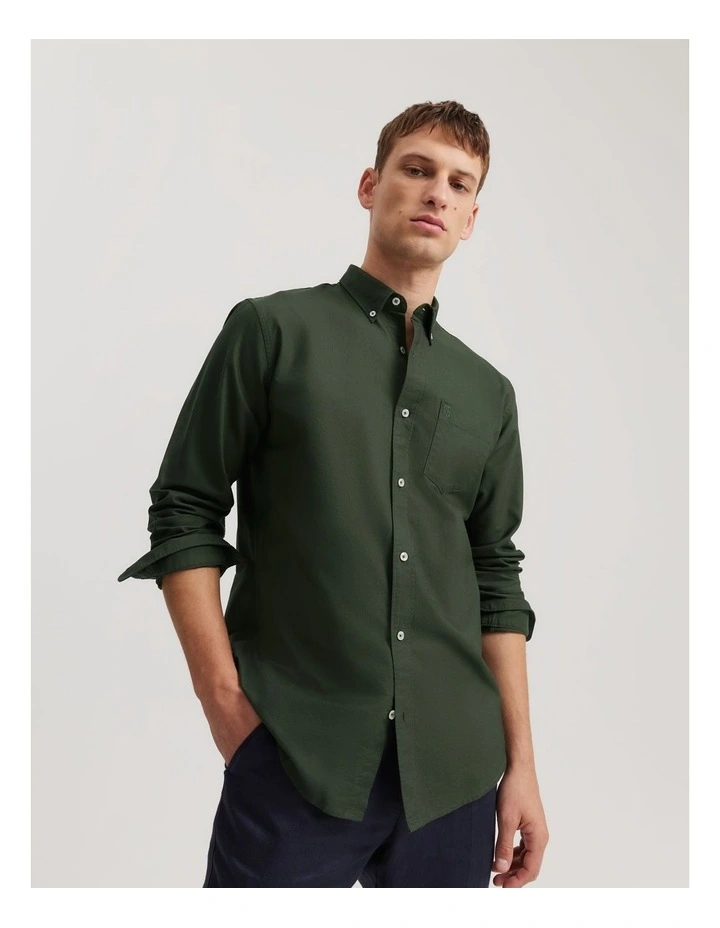 Regular Fit Cotton Oxford Shirt in Eden Green image 1